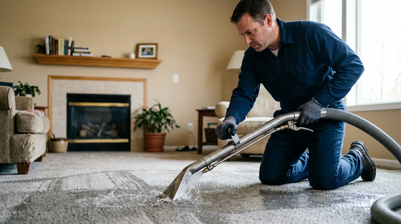 Water damage restoration technician working near Waterfall, PA